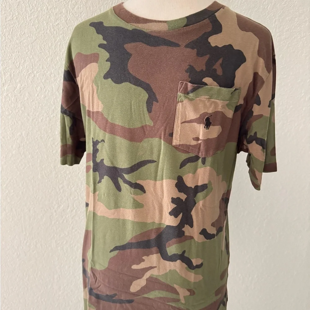 Polo Ralph Lauren Shirt Camouflage Short Sleeve Pocket ‎ Cotton Youth Size 14-16